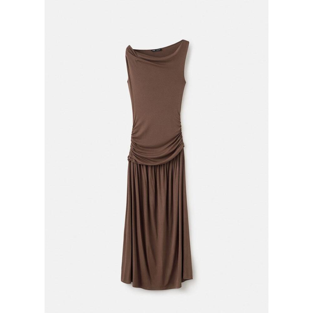 Asymmetrical dress with gathered body